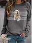 billige Hættetrøjer &amp; sweatshirts-Dame Hund Grafisk 3D Hattetrøje Sweatshirt Trykt mønster Daglig Basale Afslappet Hættetrøjer Sweatshirts Hvid Lysegrå Sort