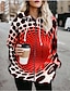 preiswerte Kapuzenpullis &amp; Sweatshirts-Damen Alltag Ausgehen Mantel Normale Passform Grundlegend Jacken Langarm 3D-Druck Grafik 3D Druck Rote