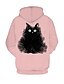 billige T-skjorter og skjorter til gutter-Barn Gutt Hettegenser og sweatshirt Langermet Rosa Katt Trykt mønster Katt Grafisk 3D Dyr Aktiv
