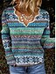 billige Sweaters-Dame Genser Lapper Trykt mønster Blå Regnbue Oransje Fargeblokk Løstsittende Daglig V-hals Langermet S M L XL 2XL