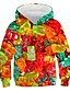 billige T-shirts &amp; Bluser til Piger-Børn Pige Hættetrøje og sweatshirt Langærmet Flerfarvet Regnbue 3D-udskrivning 3D-udskrivning Grafisk Farveblok 3D Slik Sport udendørs Aktiv / Efterår / Forår