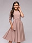cheap Party Dresses-Women&#039;s Party Dress Tie Front Belted Crew Neck 3/4 Length Sleeve Midi Dress Elegant Classic Navy Blue Beige Spring