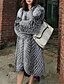preiswerte Damenmäntel und Trenchcoats-Frauen lange echte Silberfuchs Pelzmantel mit Fuchs Pelzkragen dicken warmen Mantel