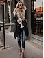 cheap Sweaters-Women&#039;s Cardigan Solid Color Fur Trim Knitted Asymmetric Hem Stylish Long Sleeve Loose Sweater Cardigans Fall Winter Shirt Collar Khaki Black