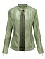 cheap Jackets-Women&#039;s Faux Leather Jacket Active Sports Casual Pocket Street Daily Street Faux Leather Coat Winter Fall Spring Green Black Red Stand Collar Regular Fit M L XL