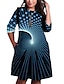 cheap Plus Size Dresses-Women&#039;s A Line Dress Knee Length Dress Blue Half Sleeve Polka Dot Print Pocket Patchwork Print Fall Spring Round Neck Casual 2021 XXL 3XL 4XL 5XL 6XL / Plus Size
