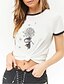 economico T-Shirt-Per donna maglietta Stampe astratte Collage Con stampe Rotonda Top Essenziale Top basic Bianco Nero Blu