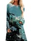 abordables Robes Décontracté-Femme Robe Droite Robe courte courte Vert Manches Longues Imprimé Imprimé Automne Printemps Col Rond Simple Ample 2021 M L XL XXL 3XL