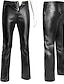 abordables Pants-pantalon noir en cuir véritable pour homme (48 w)