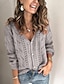 cheap Sweaters-Women&#039;s Cardigan Solid Color Hollow Out Braided Stylish Plus Size Long Sleeve Loose Sweater Cardigans Fall Winter V Neck Gray Green Black
