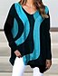 cheap Hoodies &amp; Sweatshirts-Women&#039;s Women&#039;s Hoodies Geometric Long Sleeve Loose Sweater Cardigans Fall Winter V Neck Blue Purple Yellow