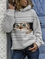 billige Hettegensere og gensere-Dame Katt Genser med hette for genser Daglig Helg Fritid Gensere Gensere Hvit
