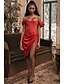 cheap Party Dresses-Women&#039;s Strap Dress Knee Length Dress White Black Red Sleeveless Solid Color Tie Dye Split Ruched Patchwork Fall Spring V Neck Hot Sexy 2021 S M L XL