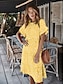 cheap Knee-Length Dresses-Women&#039;s Shift Dress Knee Length Dress White Black Blue Yellow Orange Green Short Sleeve Polka Dot Print Summer Round Neck Casual 2021 S M L XL XXL