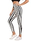 preiswerte Graphic Chic-Damen gestreifte Workout-Leggings mit hoher Taille Skinny Yoga Stretchhose schwarz und weiß xl
