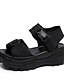 abordables Sandals-Femme Sandales Hauteur de semelle compensée Bout ouvert Sandales plates Quotidien Tissu élastique Noir Rouge