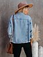 cheap Denim Jackets-Women&#039;s Denim Jacket Spring &amp;  Fall Going out Regular Coat Shirt Collar Regular Fit Streetwear Jacket Long Sleeve Solid Colored Blue