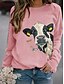 cheap Hoodies &amp; Sweatshirts-Women&#039;s Hoodie Sweatshirt Pullover Basic Casual White Black Pink Graphic Butterfly Cow Daily Round Neck Long Sleeve S M L XL XXL