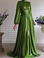 cheap Maxi Dresses-Women&#039;s Party Dress Swing Dress Emerald Green Dress Long Dress Maxi Dress Green Long Sleeve Pure Color Ruched Fall Spring Turtleneck Party Winter Dress Wedding Guest 2022 S M L XL XXL