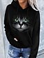 billige Hættetrøjer &amp; sweatshirts-Dame Pullover-hættetrøje Kat Grafisk 3D Frontlomme Trykt mønster Daglig Basale Afslappet Hættetrøjer Sweatshirts Sort