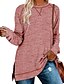 baratos T-shirts-Mulheres Camiseta Preto Rosa Vermelho Côr Sólida Tecido Fenda Manga Longa Casual Diário Básico Diário Casual Decote Redondo Padrão S
