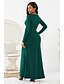 cheap Plus Size Dresses-Women&#039;s Sheath Dress Maxi long Dress Black Yellow Green Long Sleeve Solid Color Split Button Fall Spring V Neck Elegant Sexy 2021 S M L XL