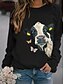 cheap Hoodies &amp; Sweatshirts-Women&#039;s Hoodie Sweatshirt Pullover Basic Casual White Black Pink Graphic Butterfly Cow Daily Round Neck Long Sleeve S M L XL XXL