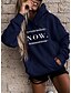 preiswerte Kapuzenpullis &amp; Sweatshirts-Damen Hoodie Sweatshirt Kapuze Zur Seite fahren 100% Baumwolle Basic Brautkleider schlicht Vordertasche Schwarz Weiß Gelb Graphic Text Slogan Täglich Mit Kapuze Langarm Ohne Futter Mikro-elastisch