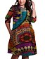 cheap Plus Size Dresses-Women&#039;s Shift Dress Knee Length Dress Rainbow 3/4 Length Sleeve Floral Print Fall Spring Round Neck Casual Loose 2021 XXL 3XL 4XL 5XL 6XL / Plus Size