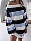 cheap Autumn dress-Women&#039;s Sweater Jumper Dress Short Mini Dress Blue Black Long Sleeve Color Block Patchwork Print Fall Spring Off Shoulder Elegant Casual Slim 2021 M L XL