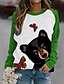cheap Hoodies &amp; Sweatshirts-Women&#039;s Women&#039;s Hoodies Animal Stylish Long Sleeve Sweater Cardigans Fall Crew Neck Green Black Red