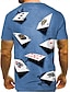 baratos Camisetas Masculinas-Homens Camiseta Decote Redondo 3D Pôquer Cinzento Roxo Amarelo Azul Impressão 3D Manga Curta Tamanho Grande Imprimir Festa Diário Blusas Vintage Designer Casual
