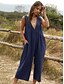 abordables Jumpsuits &amp; Rompers-Combinaison-pantalon Femme Patchwork Couleur Pleine Chic de Rue Bleu Jaune Kaki Bleu clair S M L XL