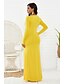 cheap Plus Size Dresses-Women&#039;s Sheath Dress Maxi long Dress Black Yellow Green Long Sleeve Solid Color Split Button Fall Spring V Neck Elegant Sexy 2021 S M L XL