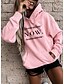 cheap Hoodies &amp; Sweatshirts-Women&#039;s Hoodie Pullover 100% Cotton Basic Casual Front Pocket Black White Yellow Graphic Text Slogan Daily Hooded Long Sleeve Without Lining Micro-elastic Fall &amp; Winter