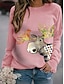 cheap Hoodies &amp; Sweatshirts-Women&#039;s Graphic Reindeer Hoodie Sweatshirt Daily Basic Casual Hoodies Sweatshirts  Blushing Pink White Light gray
