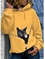 preiswerte Kapuzenpullis &amp; Sweatshirts-Damen Katze Grafik 3D Kapuzenshirt Zur Seite fahren 3D-Druck Täglich Grundlegend Alltag Kapuzenpullover Sweatshirts Gelb Grau Schwarz