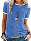 billige T-shirt-Dame T-shirt Grafiske tryk Patchwork Trykt mønster Rund hals Toppe Basale Grundlæggende top Hvid Sort Blå