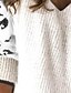 preiswerte Pullover-Damen Pullover Zur Seite fahren Overall Farbblock Leopard Strick Patchwork Taste Stilvoll Grundlegend Alltag Langarm Regular Fit Pullover Strickjacken Herbst Winter V-Ausschnitt Weiß