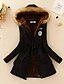 cheap Coats &amp; Trench Coats-womens hooded warm winter faux fur lined parkas long coats outdoor overcoat black xl