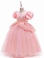 cheap Girls&#039; Dresses-Kids Little Girls&#039; Dress Solid Colored Butterfly Embroidered Mesh Bow Blushing Pink Midi Short Sleeve Cute Dresses Children&#039;s Day Slim