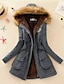 cheap Coats &amp; Trench Coats-womens hooded warm winter faux fur lined parkas long coats outdoor overcoat black xl