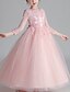 cheap Girls&#039; Dresses-Kids Little Dress Girls&#039; Floral Tulle Dress Mesh Pink Gold White Maxi Long Sleeve Cute Dresses Children&#039;s Day Regular Fit