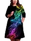 cheap Casual Dresses-Women&#039;s Shift Dress Knee Length Dress 3/4 Length Sleeve Geometric Print Spring Summer Plus Size Casual 2021 Rainbow XXL 3XL 4XL 5XL 6XL
