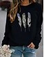 cheap Hoodies &amp; Sweatshirts-womens feather graphic print long sleeve pullover sweatshirts crewneck casual sweater shirts tops