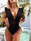 cheap One-Pieces-Women&#039;s Swimwear One Piece Monokini Bathing Suits Normal Swimsuit Solid Color Backless Tummy Control Ruffle White Black Padded Bathing Suits Active Fashion Sexy / Modern / New / Padded Bras