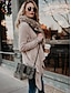 cheap Sweaters-Women&#039;s Cardigan Solid Color Fur Trim Knitted Asymmetric Hem Stylish Long Sleeve Loose Sweater Cardigans Fall Winter Shirt Collar Khaki Black