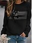 abordables Sudaderas y capuchas-Mujer Sudadera Pull-over Gato Gráfico 3D Diario Básico Casual Sudaderas con capucha Sudaderas Negro