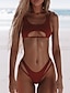 billige Tankini-Dame Badetøj Bikini Monokini 2 stk Normal badedragt Udskæring Sexet Helfarve Sort Hvid Vin Rød Grøn Vatteret Med stropper Badedragter Mode Sexet