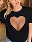 preiswerte T-shirts-Damen 3D Grafik-Drucke Täglich 3D Kurzarm T Shirt Rundhalsausschnitt Bedruckt Basic Sexy Oberteile 100% Baumwolle Weiß Schwarz S